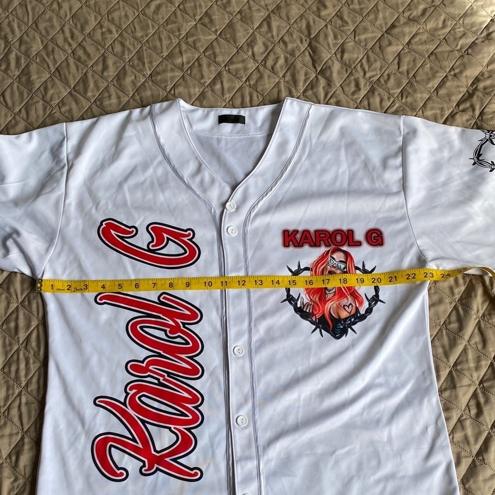 White Graphic Button-Up Jersey - Picture 12 of 13